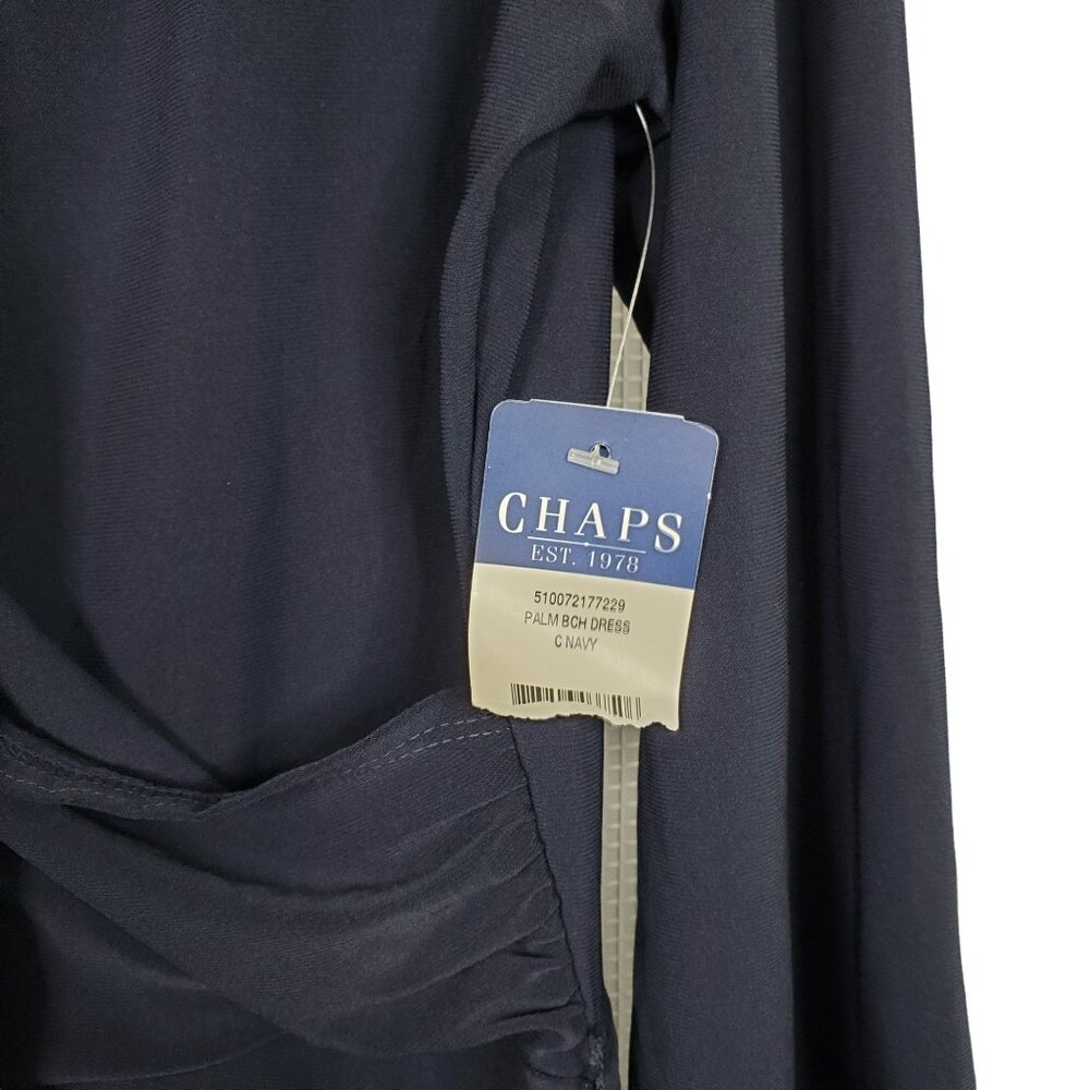 Chaps NWT Size XL Dress V-neck Surplice Liquid Jersey Palm Beach Belt Full Hem - Picture 5 of 10
